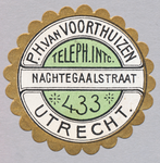 711554 Sluitzegel van de Firma P.H. van Voorthuizen, [Aardappel- en Brandstoffenhandel], Nachtegaalstraat [46] te Utrecht.